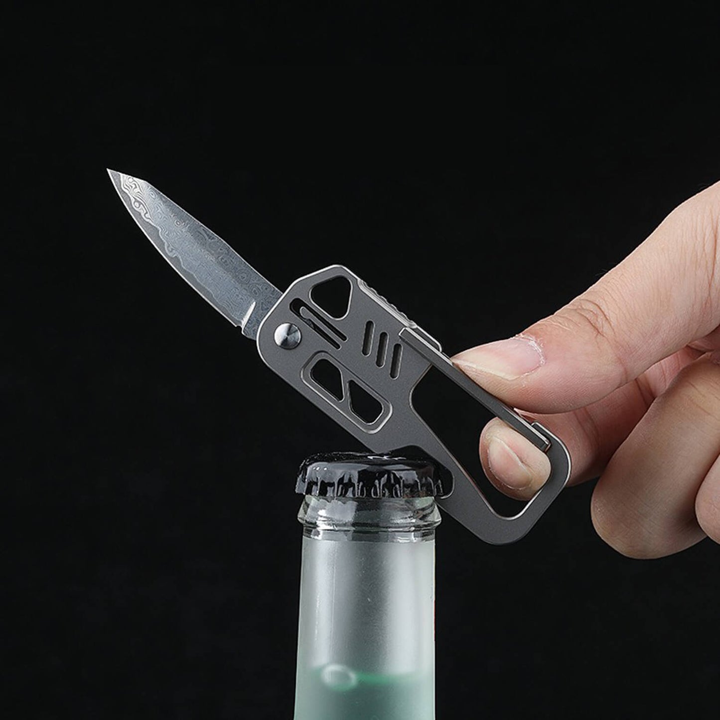 Polar Pocket Knife: Titanium + Damascus Steel