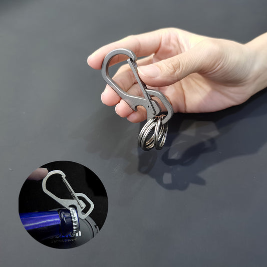 Solid Titanium Carabiner + Bottle Opener