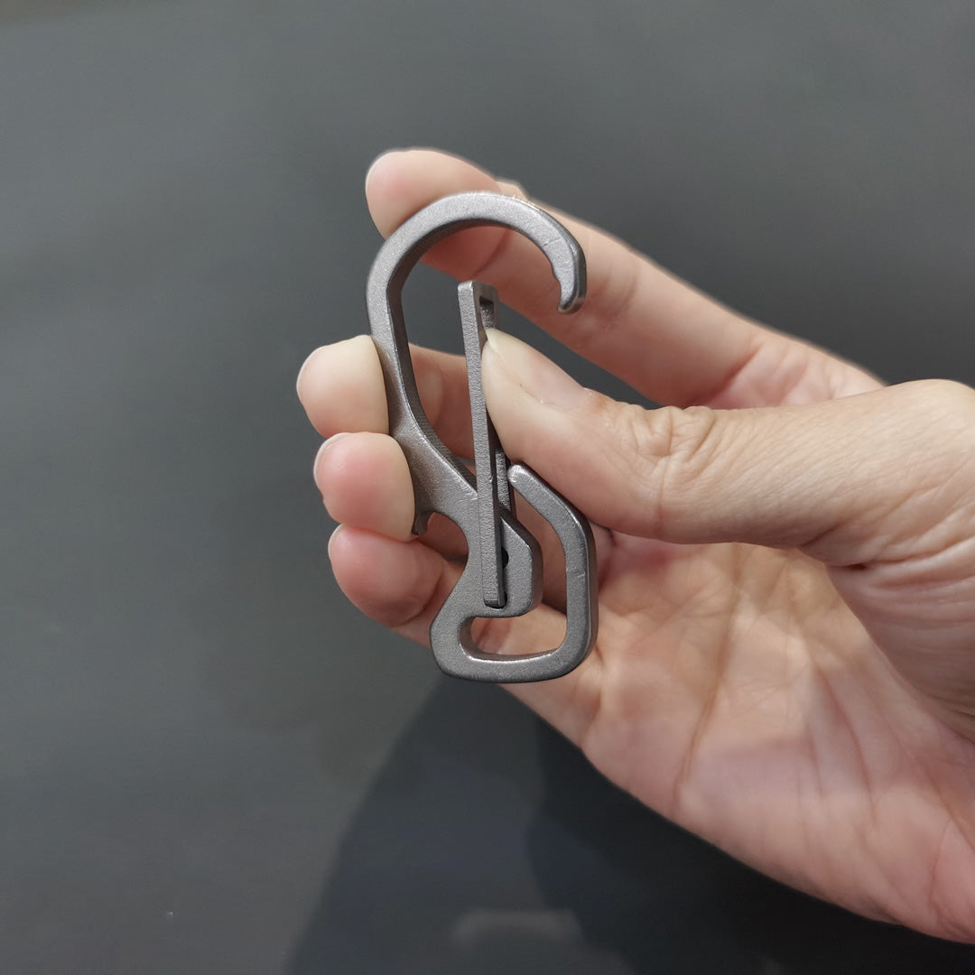 Solid Titanium Carabiner + Bottle Opener