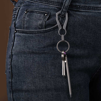 Solid Titanium Carabiner + Keyring Set